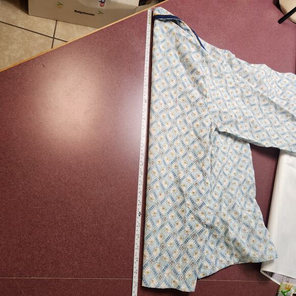 Vintage Retro JC Pennys Pajama Set Notch Collar Mens Medium No Iron Blue 70s - Picture 14 of 16